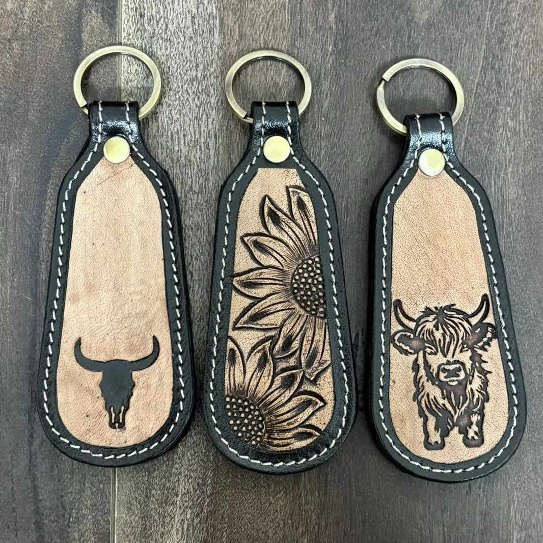 Leather Hand Tooled Hat Clips