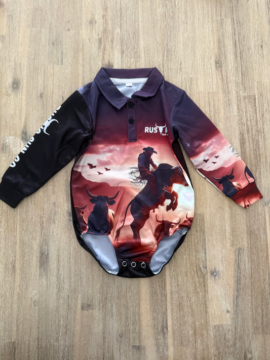 Buckin Bull Baby Fishing Romper