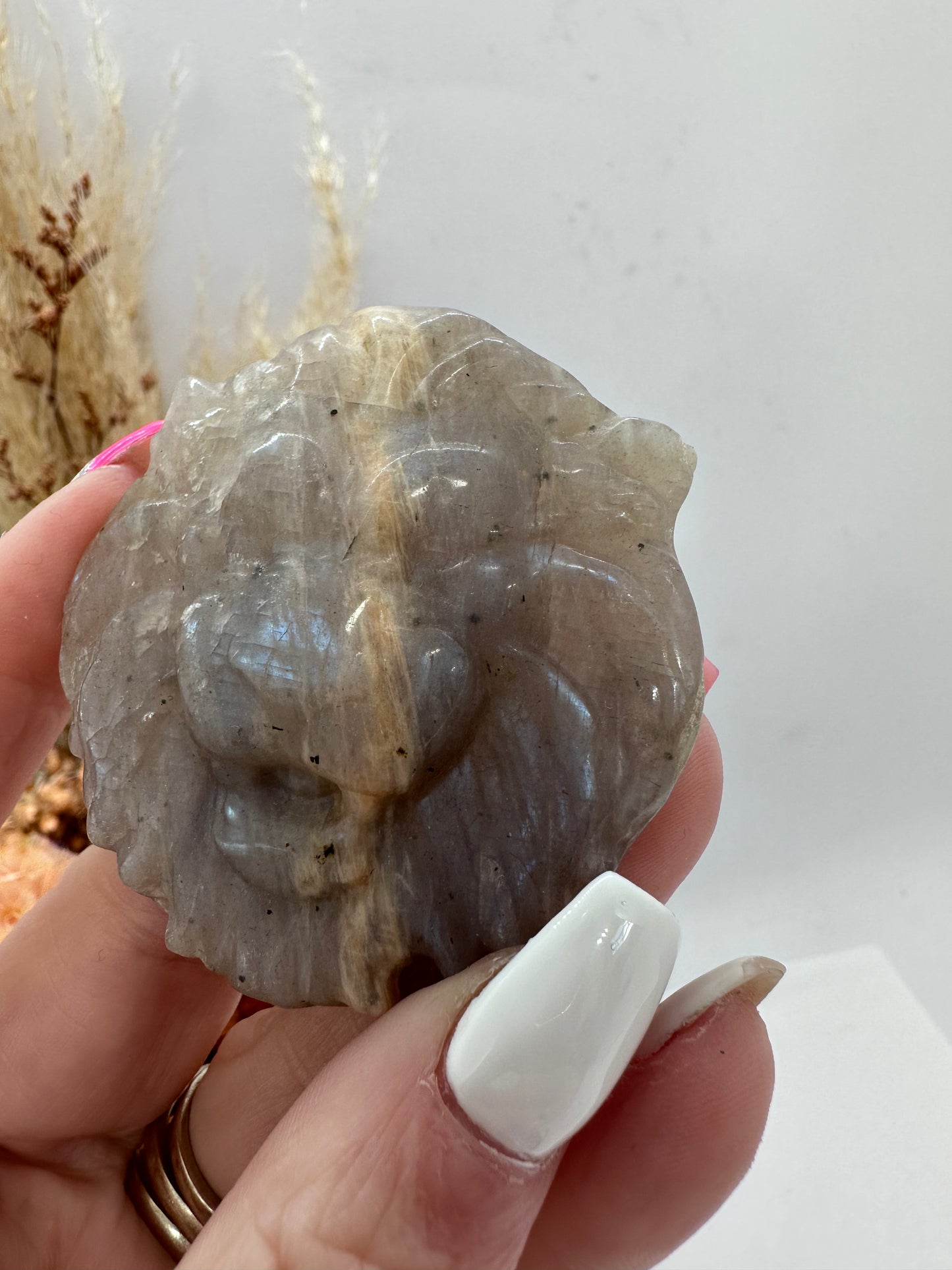 (1)moonstone with Sunstone Lion